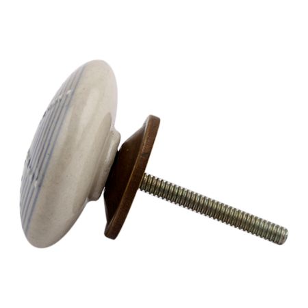 Slate Blue Stripe Flat Ceramic Drawer Knob